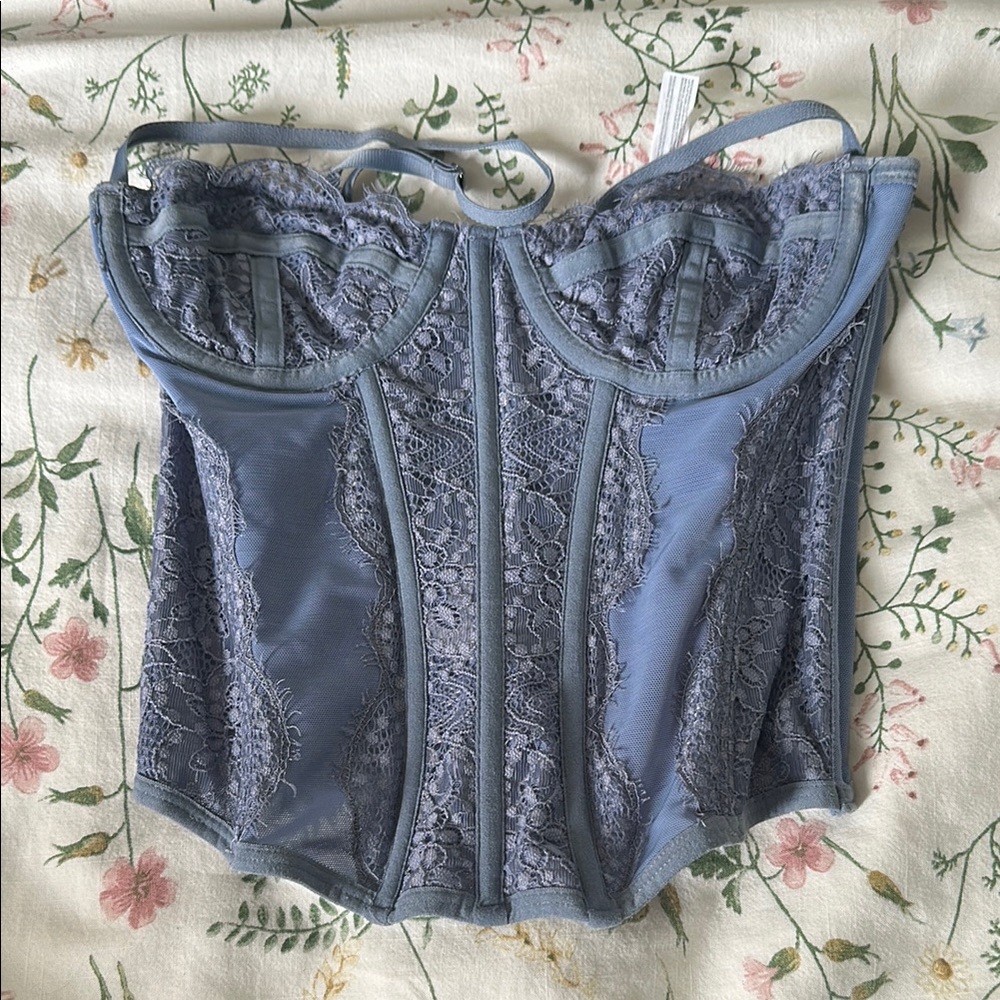 Elegant Blue Lace Corset